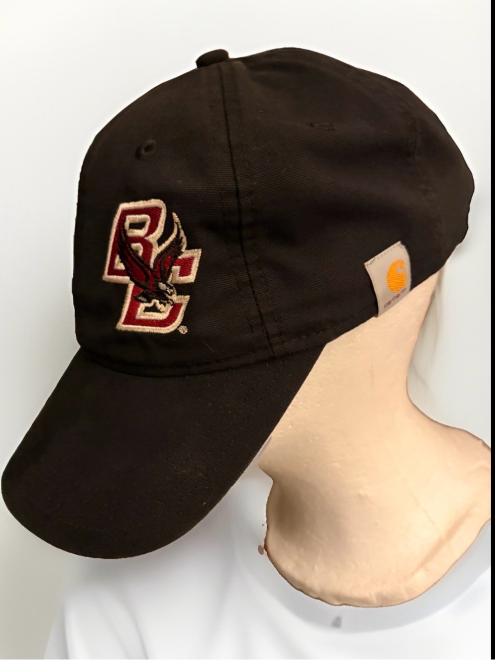 Carhartt Black Baseball Cap w/ Boston College Logo, Adjustable Vel€ro Strap EUC